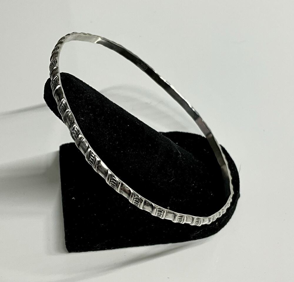 Vintage DANECRAFT Sterling Silver Bangle Bracelet w/Scroll-2.5" Dia. Size 8”